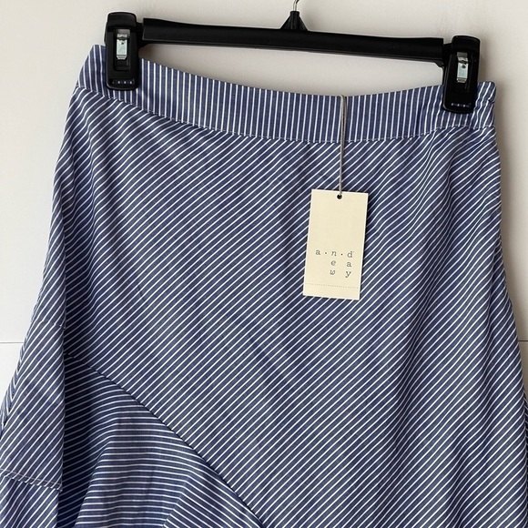 A New Day Women's Blue Striped High Low Ruffled Casual Skirt, Sz 2 - Picture 5 of 8